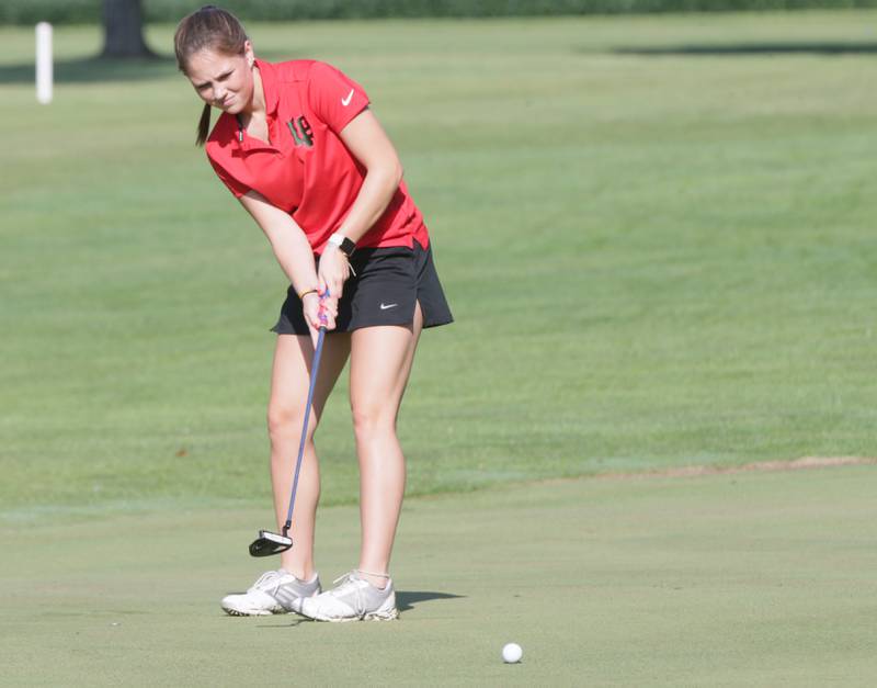 La Salle-Peru's Avah Moriarty putts during the Princeton Ryder Cup on Saturday, Aug. 27, 2022 at Wyaton Hills Golf Course in Princeton.