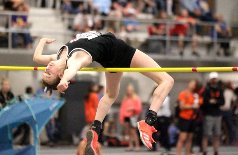 Indian Creek’s Brooke Probst competes in the 1A high jump finals during the IHSA Girls State Championships in Charleston on Saturday, May 21, 2022.