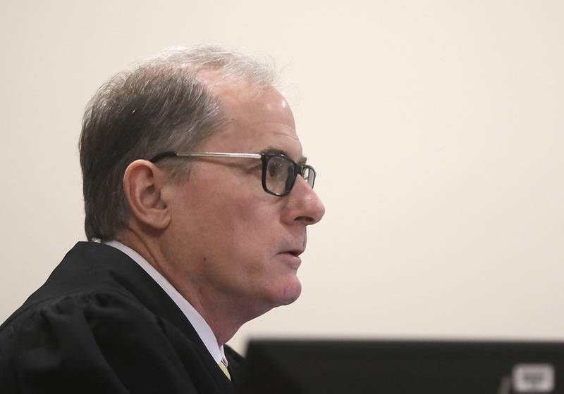 Racine County Circuit Court Judge Timothy Boyle listens to arguments during a hearing for Linda La Roche on Monday, March 13, 2023, at the Racine County Law Enforcement Center in Racine, Wisconsin. La Roche was convicted last year of first-degree intentional homicide in the death of Peggy Lynn Johnson-Schroeder and is now appealing her conviction.