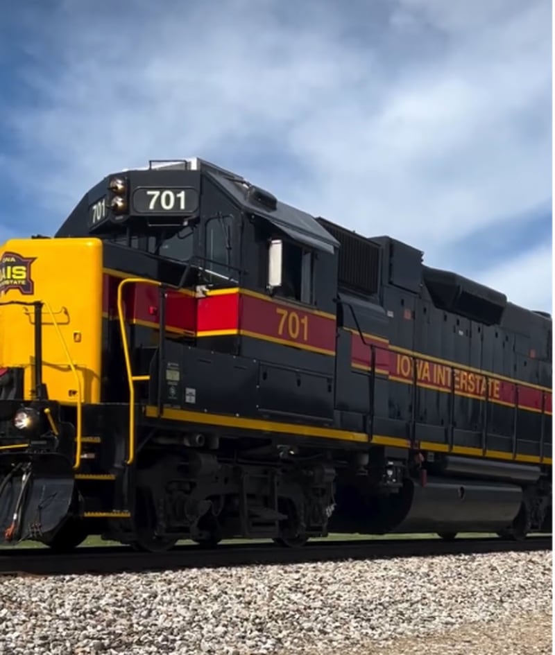 The diesel engine and 1920s passenger cars arrive for the Sheffield antique train rides June 9, 2024.
