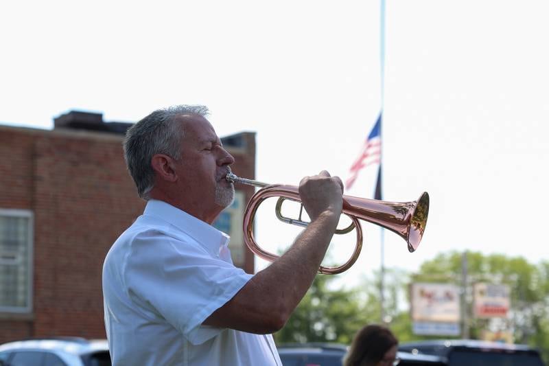 Rod Williams performs "Taps" during the Bradley American Legion's Memorial Day ceremony on Monday, May 25, 2026.