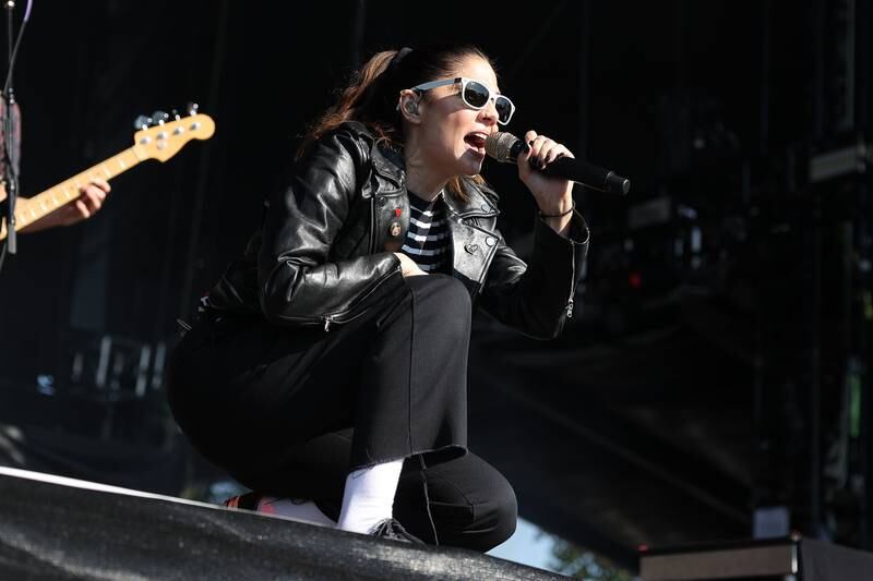 Aimee Allen of The Interrupters performs on the Riot Stage on day one of Riot Fest, Friday, Sept. 15, in Chicago.