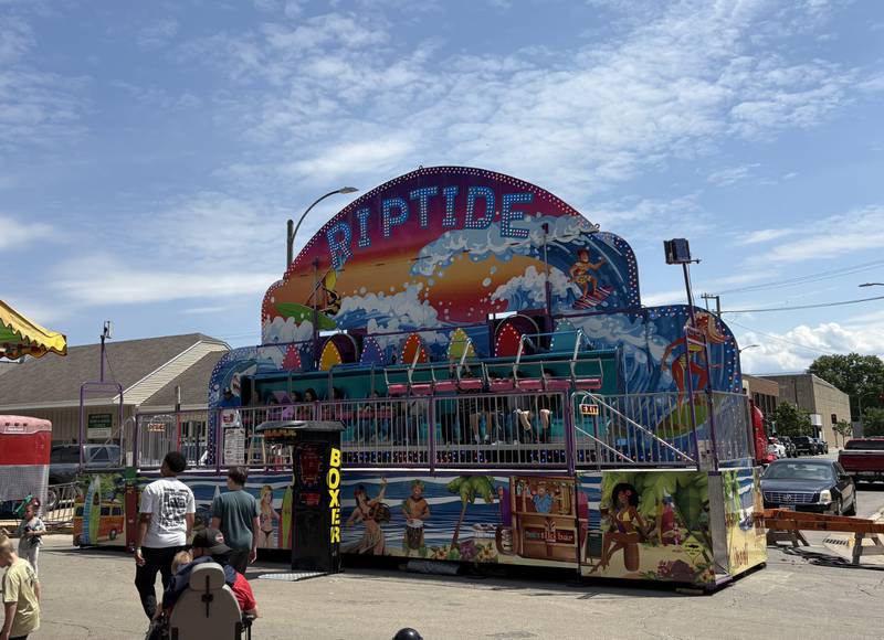 The Riptide ride gets ready to fire up Saturday, May 24, 2025, during Park Fest at City Park in Streator.