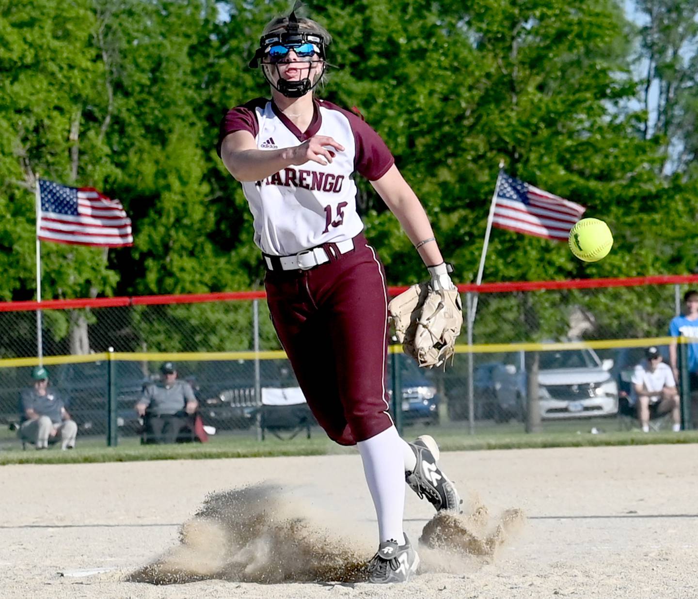 Marengo's Lilly Kunzer releases a pitch during Friday's Class 2A Stillman Valley Sectional championship game against Rock Falls.