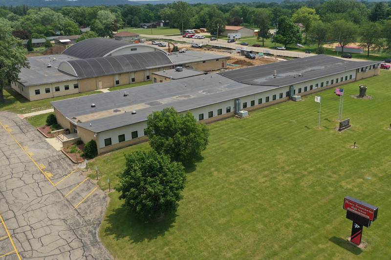 An aerial view of Henry-Senachwine High School on Monday, June 9, 2025 in Henry.