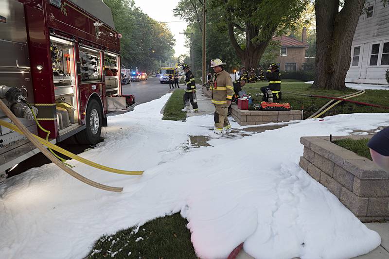 Firefighters battle a house fire Wednesday, June 26, 2024 at 1501 First Avenue in Sterling. Multiple departments responded to the scene including Sterling, Rock Falls, Dixon, Amboy, Morrison and Prophetstown.