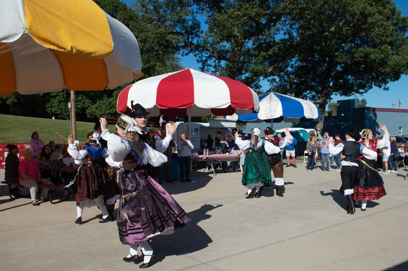 The SMS Marela Dance Group performs during the Slovenian Grape Harvest Festival  Sunday,Oct. 2, 2022 at Rivals Park Picnic grounds in Joliet
