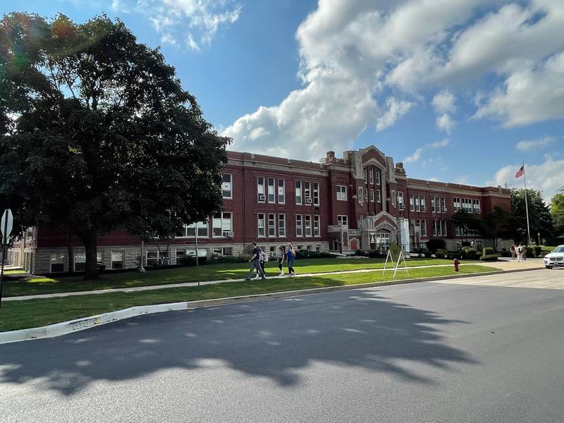 Students return to Lockport Township High School Central Campus for the first day of the new school year on Monday, August 19, 2024.