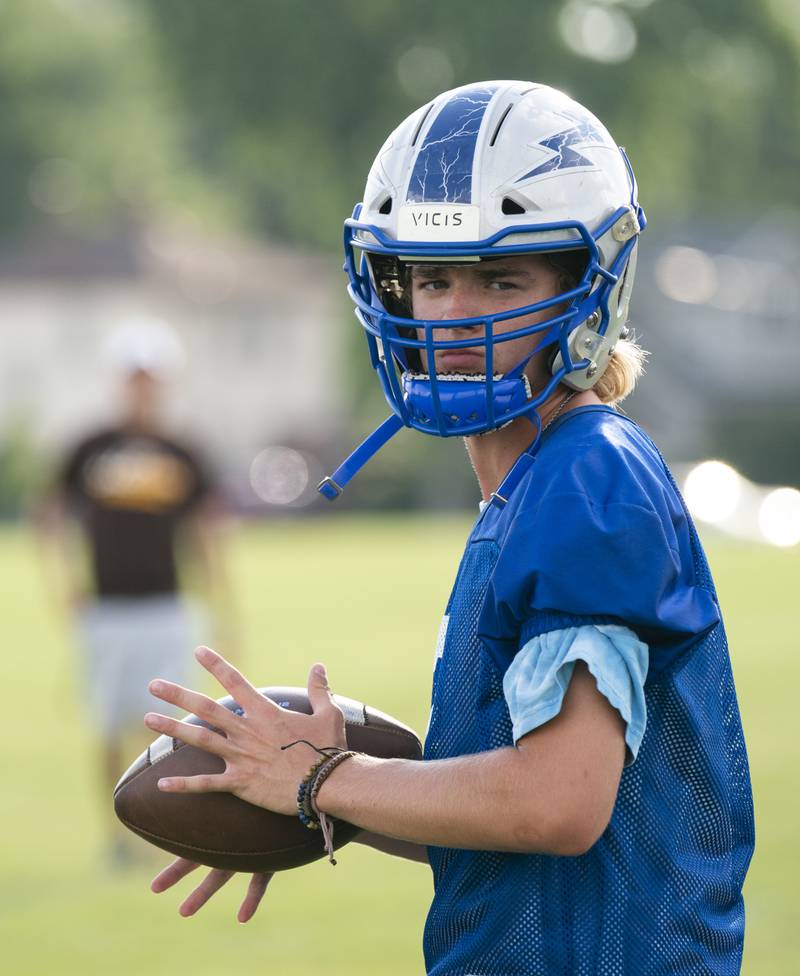 Woodstock quarterback Jackson Lyons during a 7 on 7 football practice held on Thursday, July 21, 2022 at Crystal Lake Central High School. Ryan Rayburn for Shaw Local