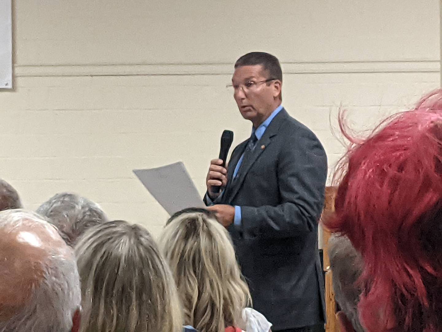 Dixon business owner Brett Nicklaus speaks during the Dixon Public Library Board meeting July 11, 2022, calling for LGBTQ comic books featuring sexual situations to not only be removed from the library but burned.