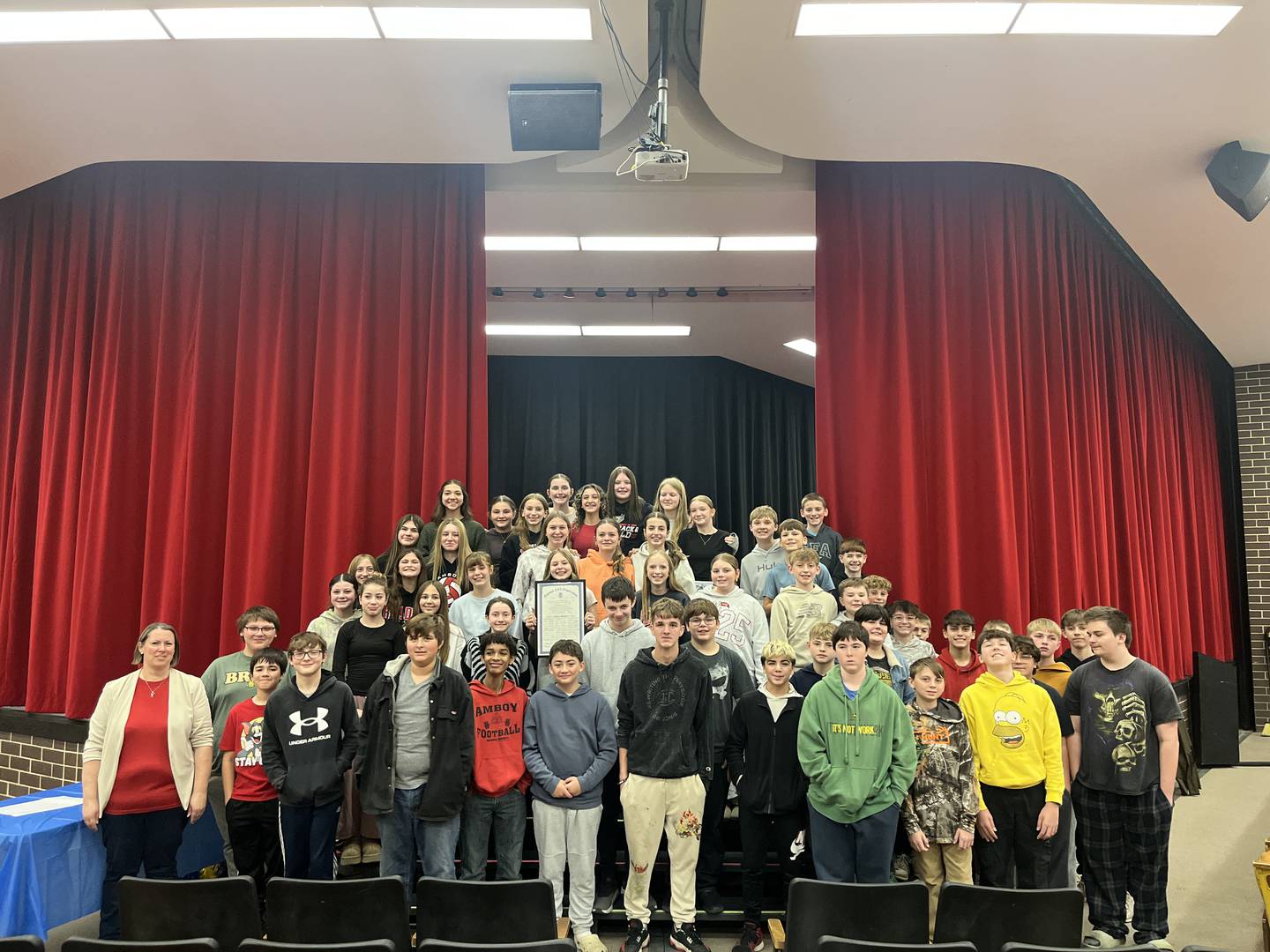 The group of 60 Amboy Junior High Students who signed the schools FFA charter Nov. 10, 2025.