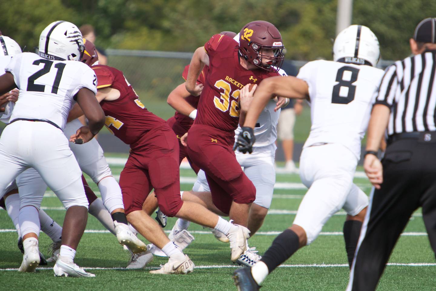 Richmond-Burton's Steven Siegel runs for a gain against Normal West on Saturday, Sept. 17,2022 in Richmond.