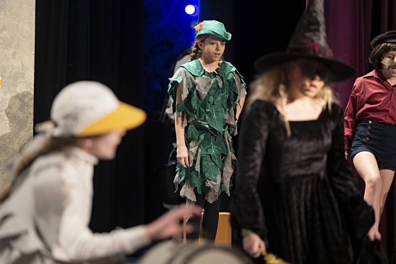 Peter Pan is played by Lydia Toms for Woodlawn Arts Academy’s “Shrek the Musical Jr.”