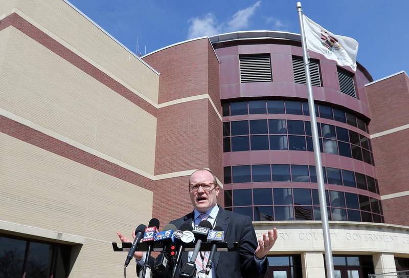 State's Attorney Patrick Kenneally delivers a news conference to the media on Tuesday, April 23, 2019 in Crystal Lake. Andrew Freund of Crystal Lake, 5, was reported missing Thursday evening and has yet to be found.