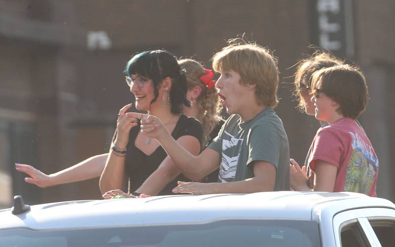 L-P students ride during the L-P homecoming parade on Thursday, Oct. 2, 2025 downtown Peru.