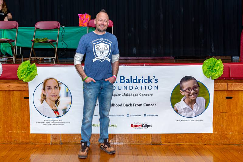 Josh Thomas, organizer of the St Baldricks Foundation event for Gwen Cola at Forest Road Elementary School in La Grange Park. March 23, 2023.