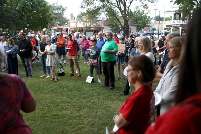 A candlelight vigil was held Wednesday, July 6, 2022, at the Kane County Courthouse in Geneva. The vigil was called to join in solidarity in honor of the mass shooting at a Fourth of July parade in Highland Park.
