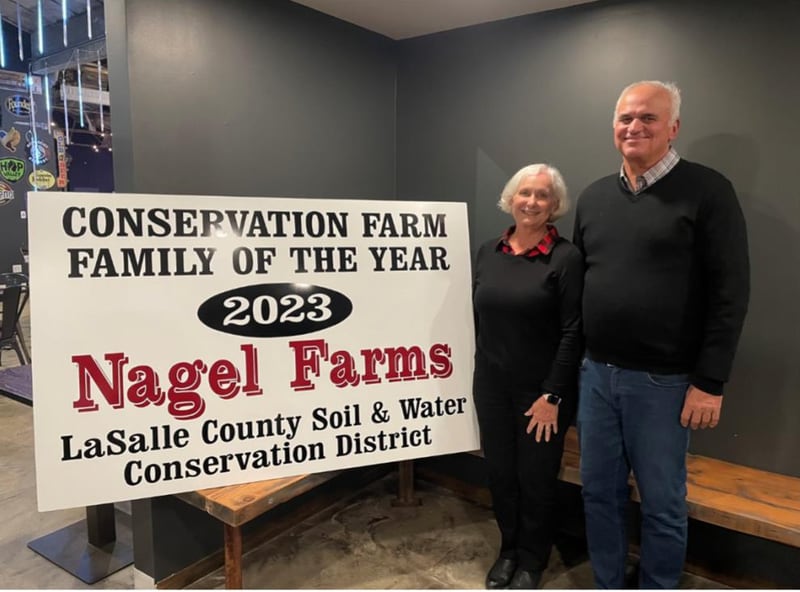 The La Salle County Soil and Water Conservation District announced Bill and Sandy Nagel as its 2023 Conservation Farm Family of the Year.