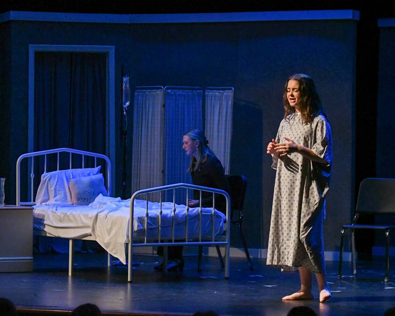 Abigail Grech plays K.B. Noonan during a one act play of The Visitors on Saturday March 22, 2025, held at Lyon Township High School south campus.