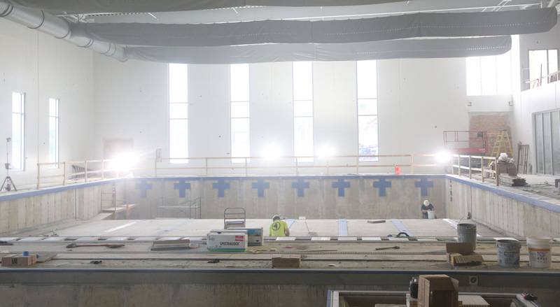 A view of the new swimming pool in the new YMCA building on Wednesday Jan. 24, 2024 in Ottawa.