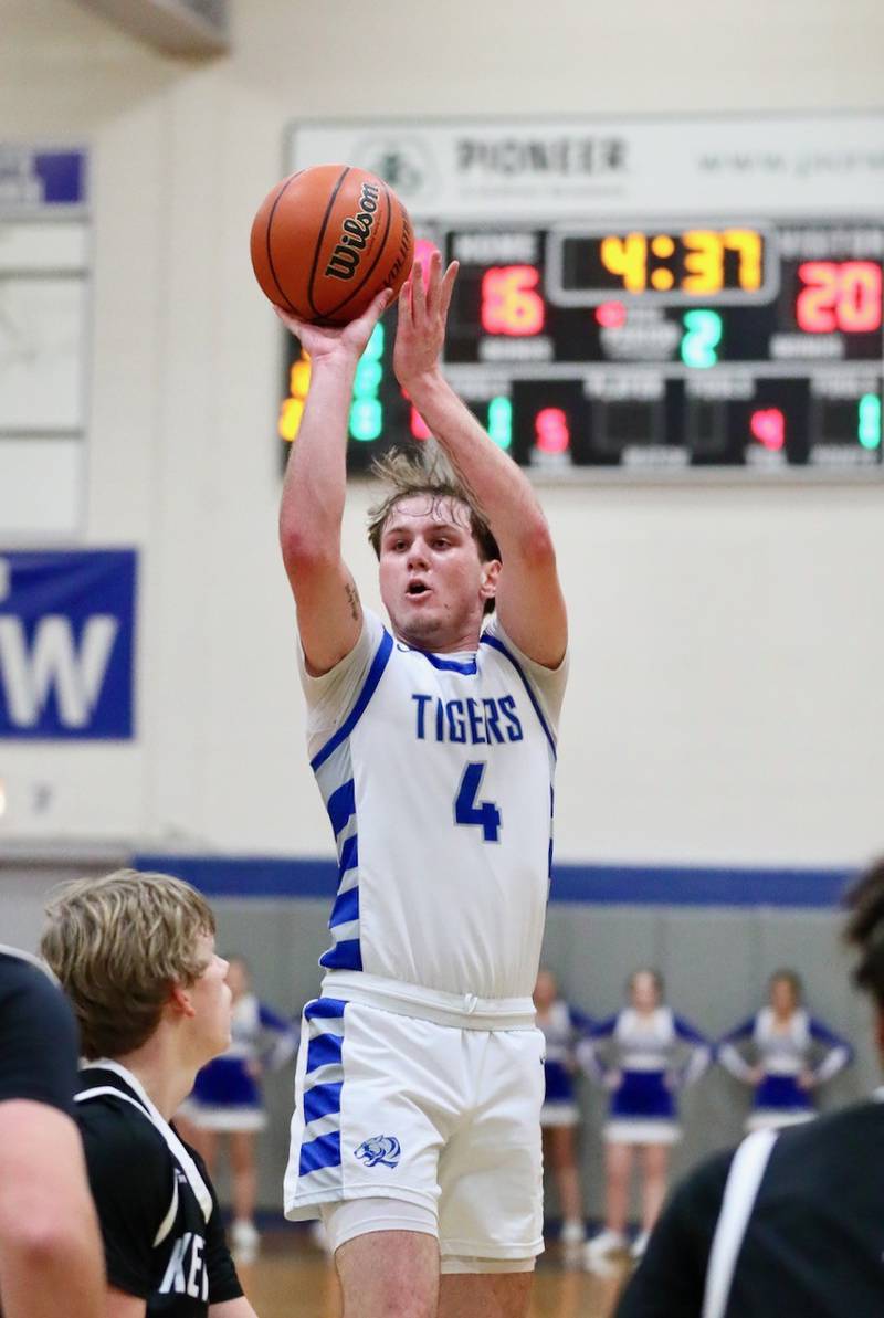 Princeton's Korte Lawson shoots against Kewanee Tuesday night at Prouty Gym. The Tigers won 61-55.