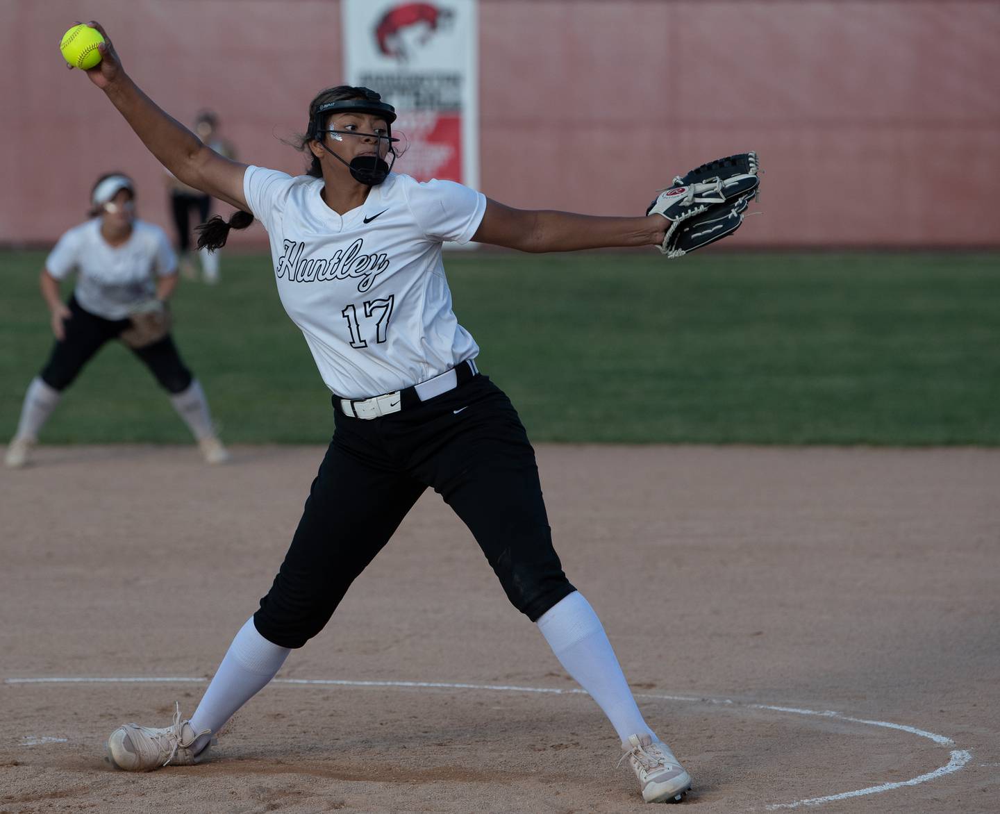 Huntley pitcher, Briana Bower delivers a pitch early in the game against Barrington for the Class 4A Barrington Supersectional championship Monday, June 14, 2021 in Barrington.