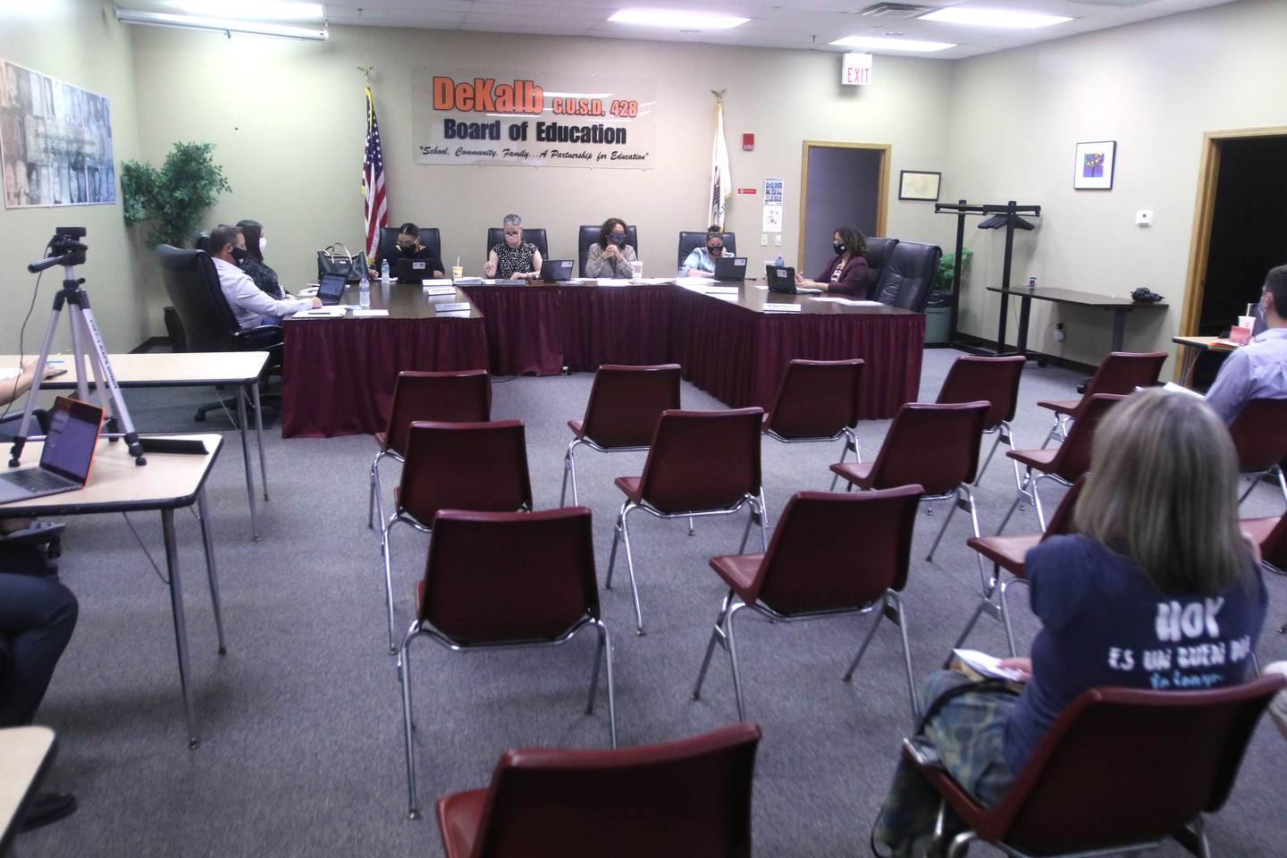 Attendance was sparse at the DeKalb School District 428 school board meeting at district offices Tuesday July 20, 2021, where there was some discussion on the boards upcoming decision on mask and COVID-19 policy as students prepare to return to school in the fall.