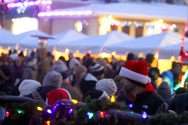 Crowds gather before at Huntley Square during A Very Merry Huntley on Saturday, Dec. 6, 2025.