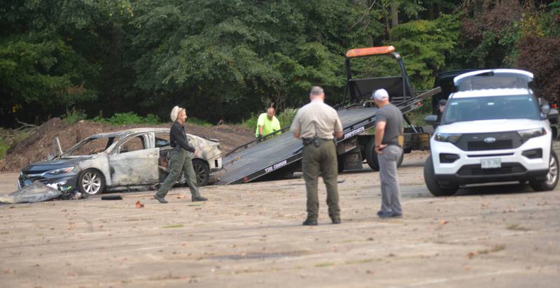 Dixon Rural firefighters and Lee County deputies investigated a vehicle explosion in a parking lot at Lowell Park, north of Dixon, on the morning of Thursday, Sept. 28, 2023. One person was found deceased in the driver's seat. Officials from the state fire marshal's office and the ATF also were called to the scene. The identification of the deceased person has not not been released.