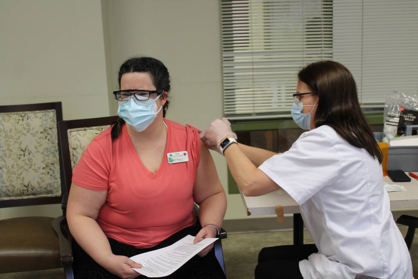 Valley Hi staff receive their COVID-19 vaccinations.