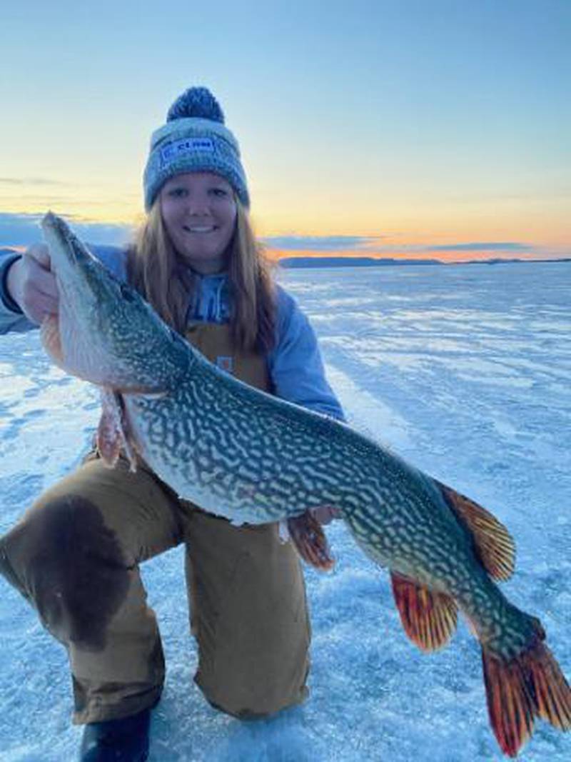 Grace Klein of Sublette, a senior at Illinois State University caught a 37 1/4 inch, 17.5-pound northern pike March 5 on Lake Onalaska in LaCrosse, Wis.