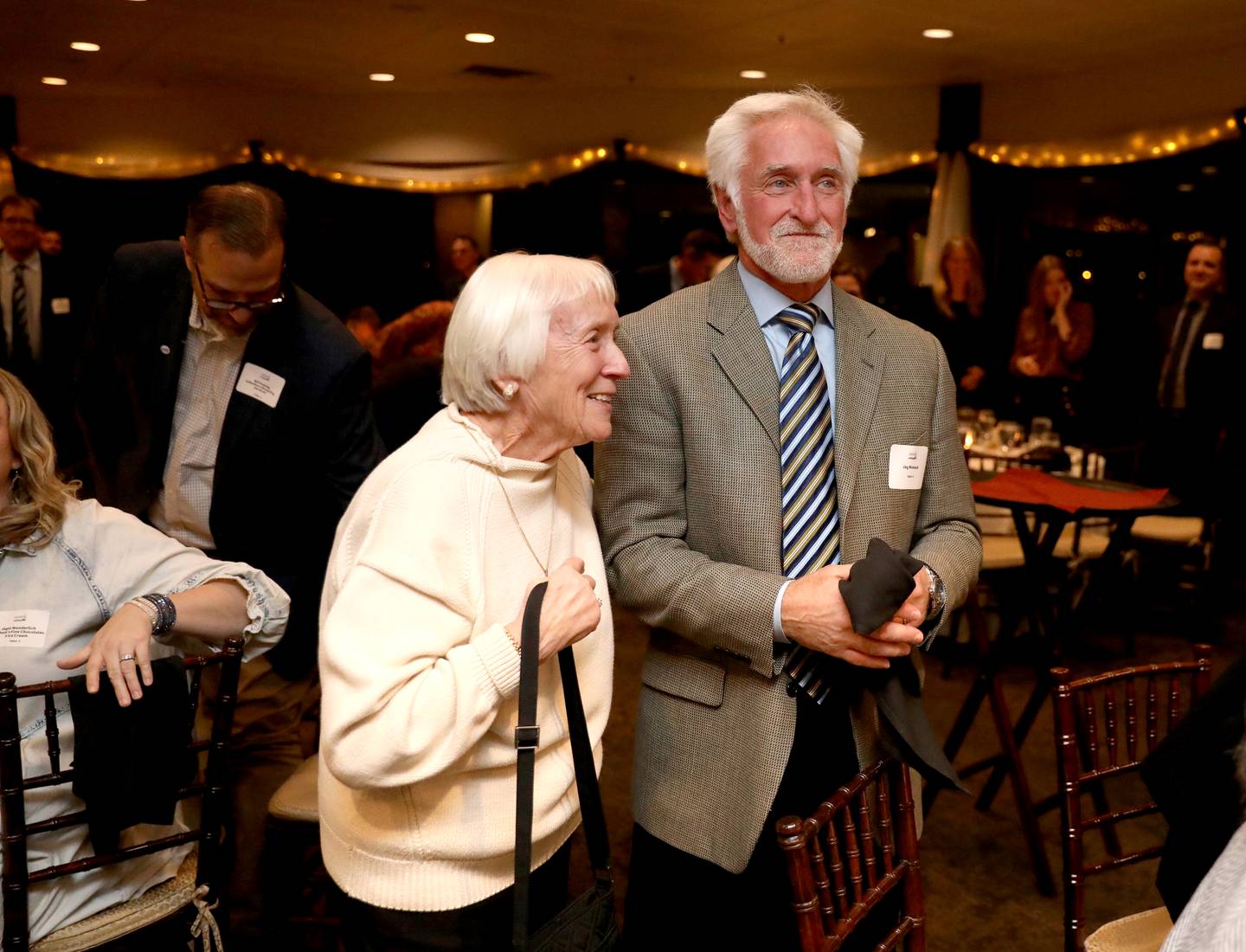Jay Womack is joined by his mom, Donna, after he was named the 2022 Wood Award winner by the Geneva Chamber of Commerce during the chamber’s annual dinner and awards at Riverside Receptions in Geneva on Wednesday, Nov. 16, 2022.