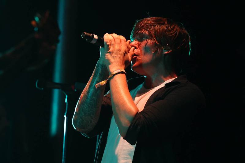 Real Friends, who originated from Tinley Park, lead singer Cody Muraro closes out the Rebel stage on day three of Riot Fest. Saturday, Sept. 18, 2022, in Chicago.