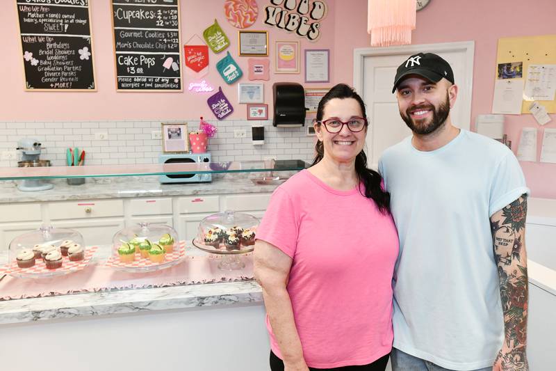 Gina Decker, left, and her son, Dylan, co-owners of Cakes & Goodies, stand in the bake shop at Northfield Square mall. The duo is soon moving the bakery to 1230 N. Convent St. in Bourbonnais, next to New York City Deli.
