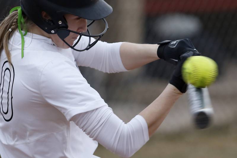 Huntley’s Jori Heard just misses making contact with the ball while batting during a non-conference softball game Thursday March 17, 2022, between Huntley and Fremd at Huntley High School.