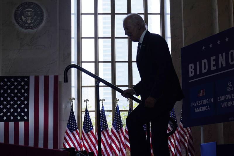 President Joe Biden arrives to deliver remarks on the economy, Wednesday, June 28, 2023, at the Old Post Office in Chicago.