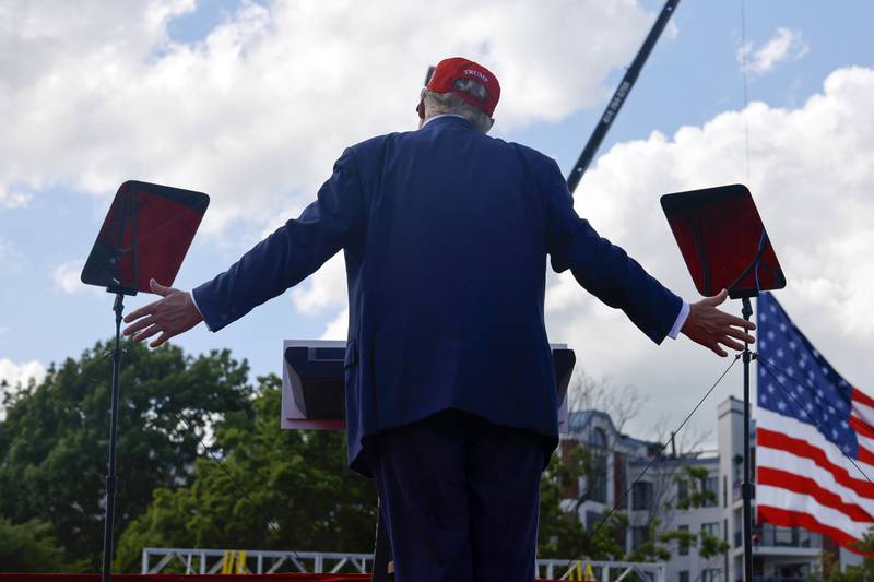Republican presidential candidate former President Donald Trump speaks at a campaign event Tuesday, June 18, 2024, in Racine, Wis. (AP Photo/Jeffrey Phelps)