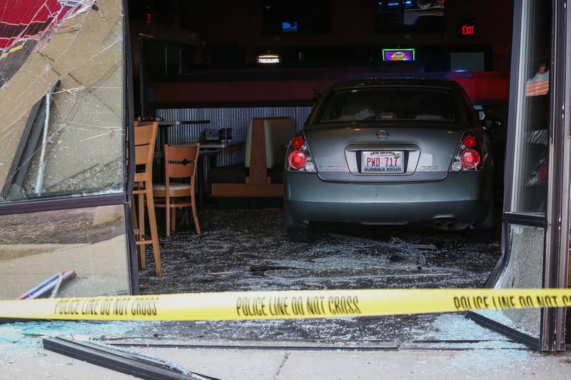 A car crashed into Wings and Rings, 1520 Carlemont Drive in Crystal Lake, on  Thursday, March 23, 2023.