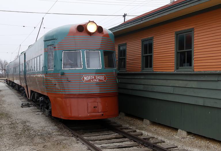 1941 Electroliner on the display at the 50th Ave 'L' station on Saturday, Jan. 21, 2023, as the Illinois Railway Museum celebrates its 70 anniversary with the first of many celebrations by commemorating the 60 years since the abandonment of the Chicago North Shore and Milwaukee Railroad.