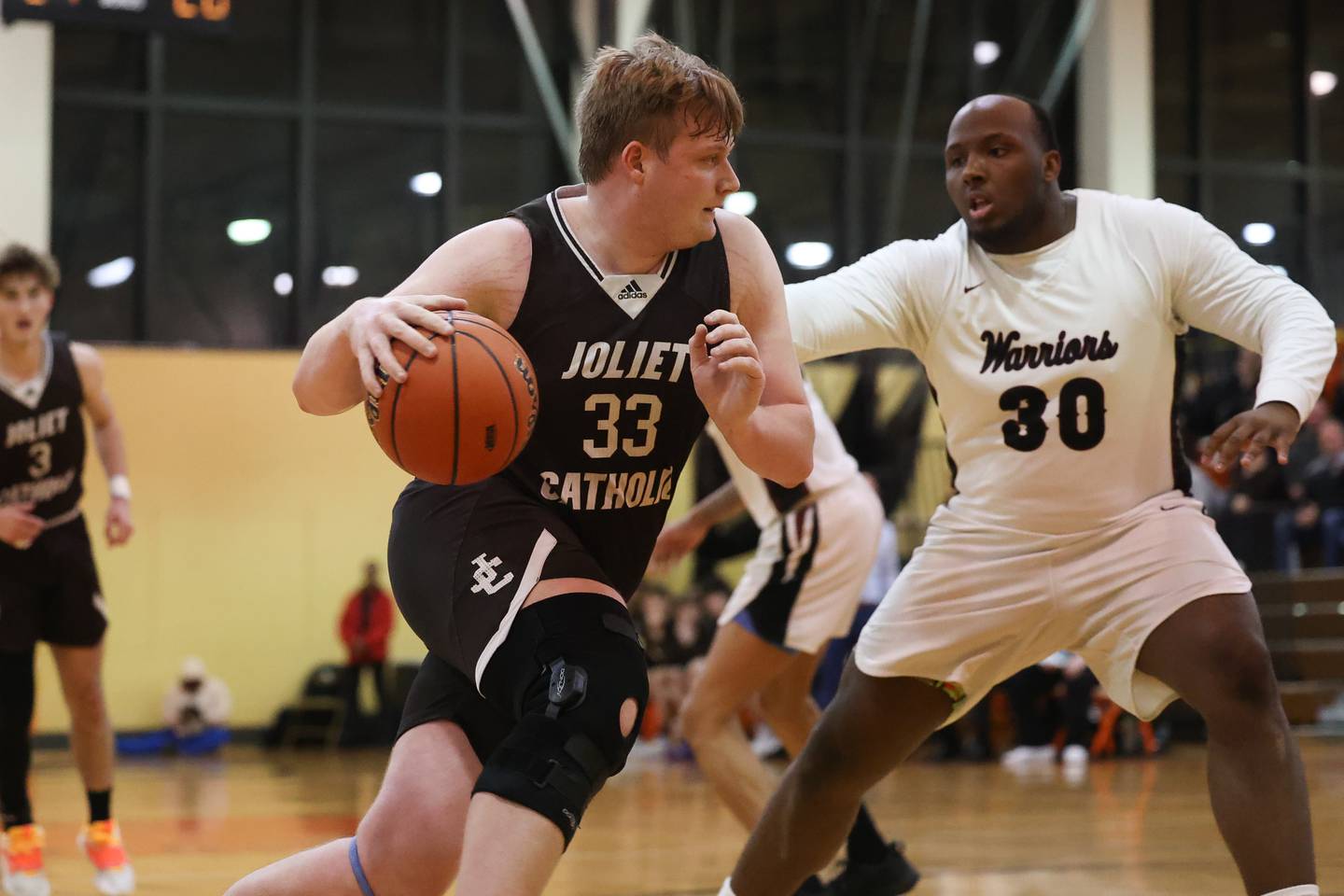 Joliet Catholic’s Anthony Birsa drives to the basket against Prespectives in the Class 2A Julian Sectional championship on Friday, March 3rd, 2023 in Chicago.