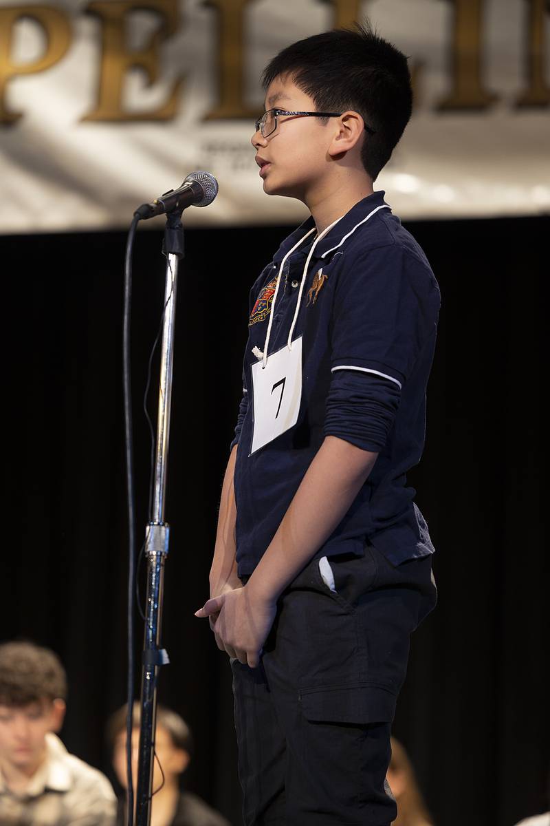 Justin Luu of Challand Middle School went out on the word "puritan" in round three Thursday, Feb. 20, 2025, at the Lee, Ogle, Whiteside County Regional Spelling Bee.