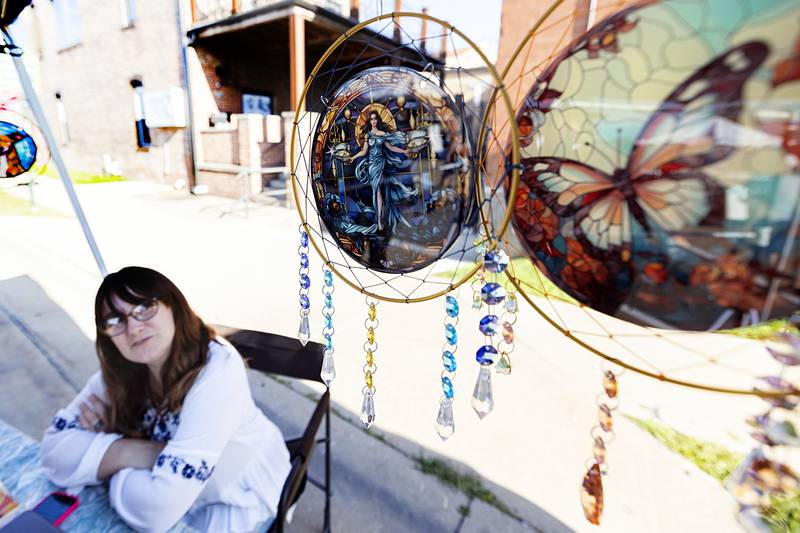Jessie Koehler of Dixon shows off a display of her handmade sun catchers Wednesday, Aug. 21, 2024, at Dixon City Market. For more info, Koehler can be reached at DayDreamingByJessie on Facebook.