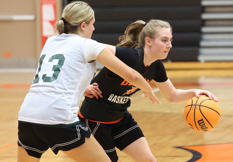 DeKalb’s Olivia Schermerhorn looks to drive during their win over Boylan in summer action Monday, June 17, 2024, at DeKalb High School.