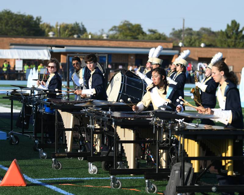 Lemont’s band performs on Saturday Oct. 5, 2024, at the Downers Grove South Marching Mustangs Music Bowl held at Downers Grove South’s football field.