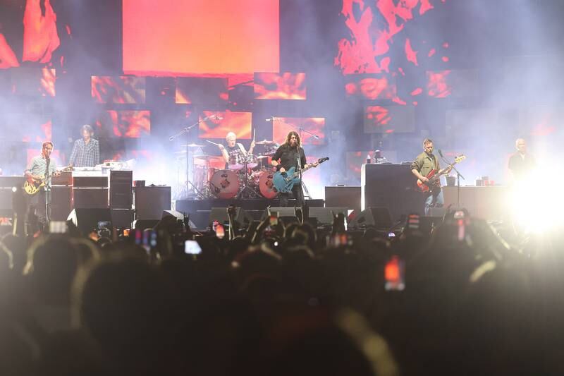 Foo Fighters perform on the Riot Stage on day one of Riot Fest, Friday, Sept. 15, in Chicago.