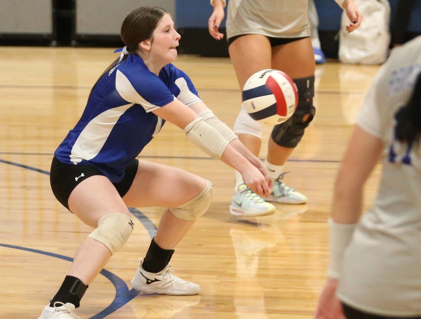 Princeton libero Camryn Driscoll returns a serve from El Paso-Gridley in the Class 2A Regional Semifinals on Tuesday, Oct. 29, 2024 at Fieldcrest High School.