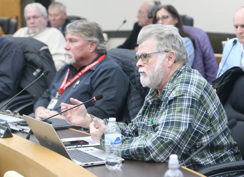 La Salle County Board member Bill Brown comments on a resolution to declare La Salle County as a Non-Sanctuary County for the current flow of asylum seekers (immigrants) caused by the current border enforcement policies on Thursday, Jan. 11, 2023 at the La Salle County Government Complex in Ottawa.