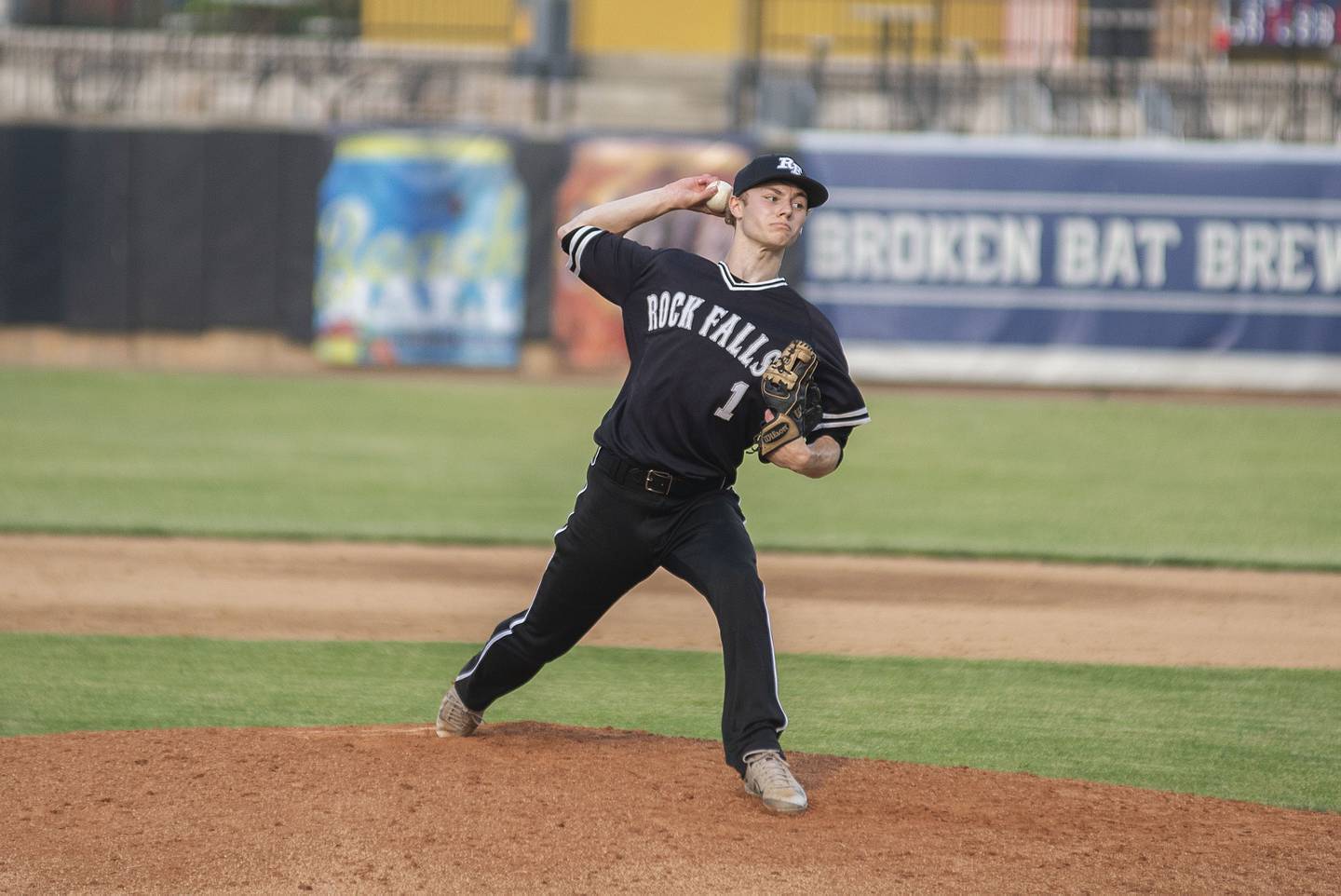 Rock Falls' Gavin Sands fires a pitch Monday June 13, 2022 during the NIC-10 vs Big Northern Conference underclassmen all-star game.