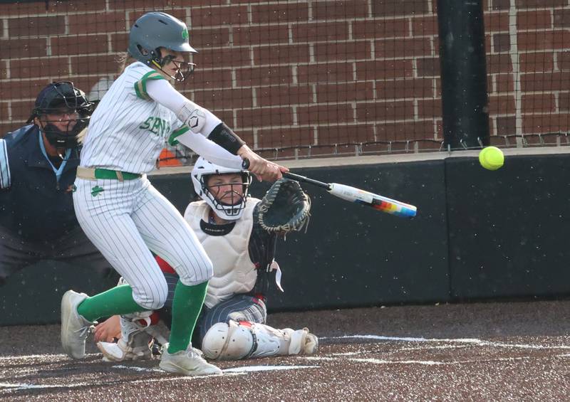 Seneca's Graysen Provance gets a hit against Ottawa on Friday, May 1, 2026 at Seneca High School.
