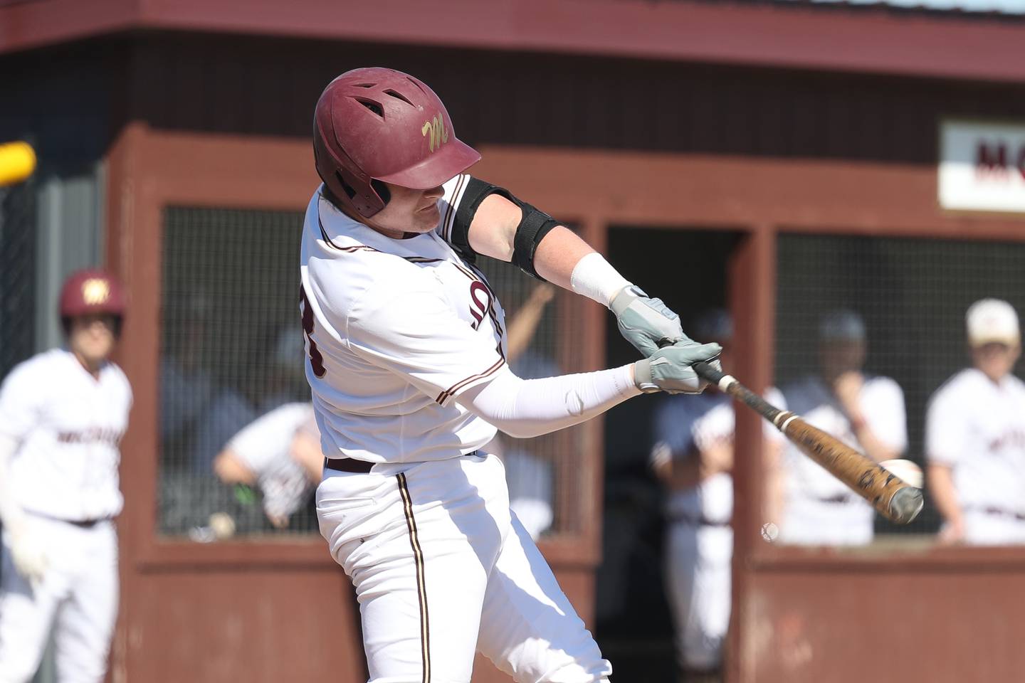 Morris’ Griffin Zweeres connects against Coal City on Saturday, April 13, 2024